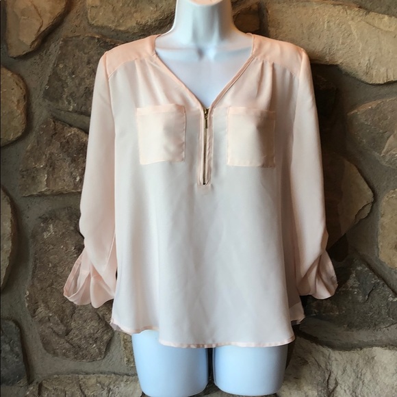 Francescas Miami Blush Mar Light Pink Boss Lady Work Blouse - Picture 2 of 8